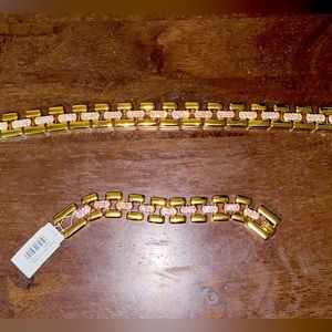 Jcrew pave flat link necklace and bracelet set NWT